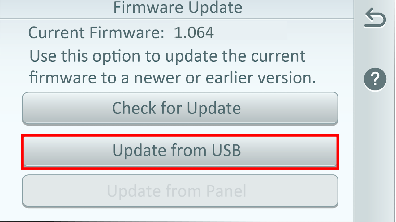 update from USB button