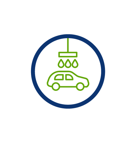 car wash, green car, outdoor water conservation, blue circle, transparent png